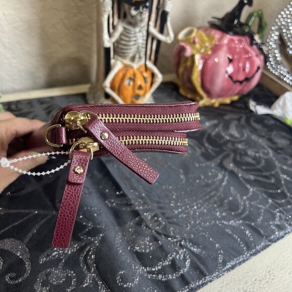 Kate Spade NY Cherry Large Double Zipper Leather Wallet - Picture 7 of 10